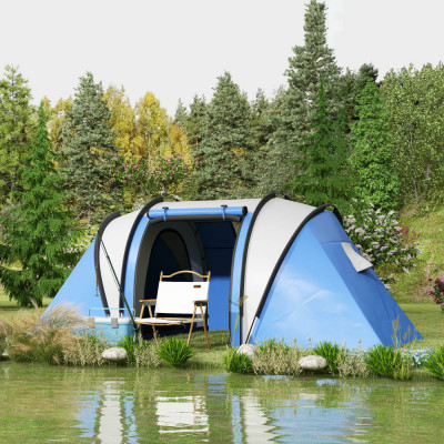 Outsunny Cort de camping pentru 4-5 persoane cu 2 dormitoare foto