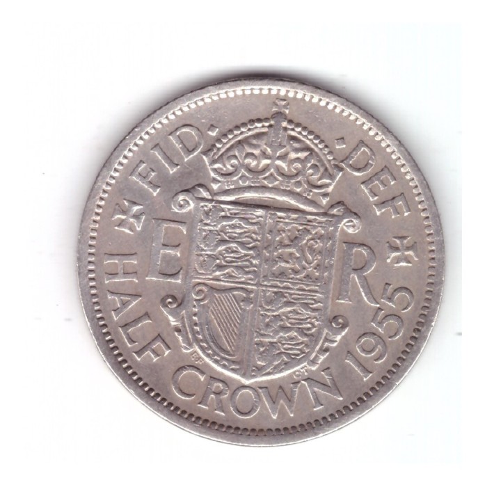 Moneda Anglia 1/2 / half crown 1955, stare buna, curata