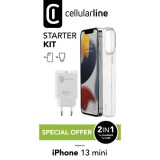 Cumpara ieftin Pachet Husa+Incarcator Retea Cellularline pentru iPhone 13 Mini Transparent