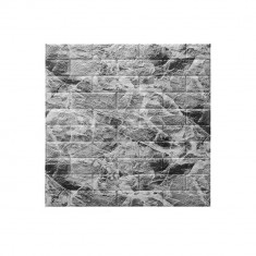 Tapet 3D autoadeziv, caramida in relief, negru/gri, 1 cm grosime foto