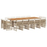 Cumpara ieftin Set mobilier de gradina cu perne, 15 piese, bej, poliratan