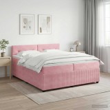 Cumpara ieftin Pat boxspring cu saltea cu headboard Roz 200 x 200 cm Catifea