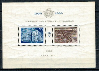 Letonia 1939 - Fondul de reconstrucție, supratipar, colita neștampilata foto