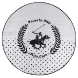 Covor Beverly Hills Polo Club 586BHP1124, 120 cm, catifea, poliester, 1000 g/mp2, antibacterian, alb/negru