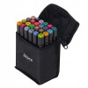 Set de 24 markere colorate,1 varf rotund subtire,1 varf inclinat gros,geanta depozitare inclusa, Dactylion