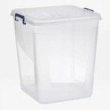 Cutie de depozitare transparentă cu capac și m&acirc;nere, 30L, petrol, CMCLASS