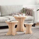 Masă cafea vidaXL 3 piese lemn brad solid 46x46x47 cm, rustică, natural