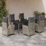 Gossi set mobilier de gradina cu perne, 7 piese gri deschis poliratan