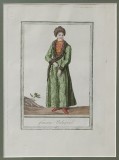 DOAMNA DIN VALAHIA - GRAVURA COLORATA, SECOL XIX