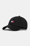 Tommy Jeans șapcă de baseball din bumbac culoarea negru, cu imprimeu, AM0AM12933