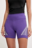 adidas by Stella McCartney pantaloni scurți de antrenament culoarea violet, cu imprimeu, high waist, JW2025