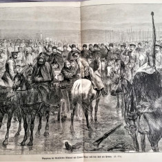 Litografie veche Caderea Plevnei. Razboiul de Independenta 1877