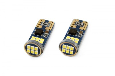 Set becuri auto cu LED CANBUS UltraBright compatibil T10e W5W 18 SMD Alb foto