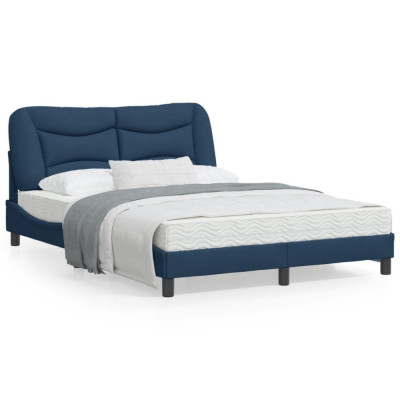 vidaXL Cadru de pat cu tăblie, albastru, 140x200 cm, textil foto