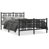 Gossi cadru pat metalic cu tablie de cap/picioare, negru, 120x190 cm