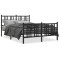 Cadru pat metalic cu tablie de cap/picioare, negru, 120x190 cm