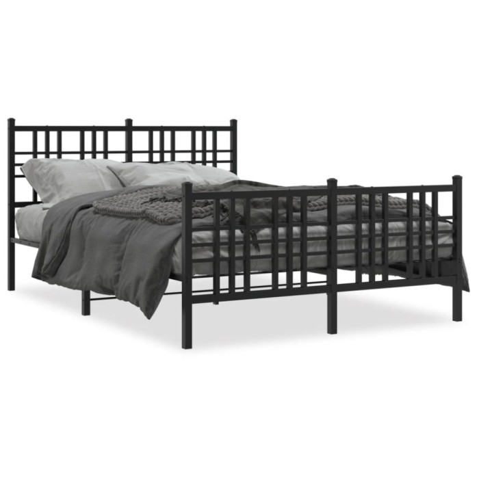 Gossi cadru pat metalic cu tablie de cap/picioare, negru, 120x190 cm