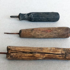 3 Sule cu manere de lemn si duroplast - set vintage de unelte anii 40-50-60