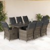 VidaXL Set bistro de grădină cu perne, 9 piese, gri, poliratan 3277261