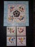 RO 1970 ,LP 729a,&quot;C.M. Fotbal Mexic &#039;70&quot;, colita 75 ,MNH plus inca 4 timbre