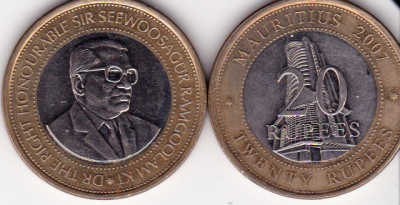 Mauritius, 20 rupees 2007 comemorativa foto