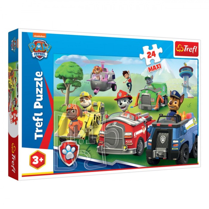 Puzzle Copii Trefl, Paw Patrol, Vehicule, 24 Piese, Multicolor
