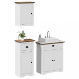 VidaXL Set de mobilier de baie 3 piese lemn masiv de pin alb și maro
