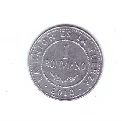 Moneda Bolivia 1 boliviano 2010, stare foarte buna, curata foto