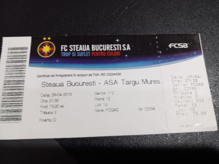 Bilet Steaua - ASA TG. Mures