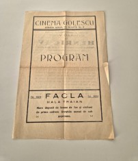 Carte veche Program Cinema Golescu Bucuresti Pliant