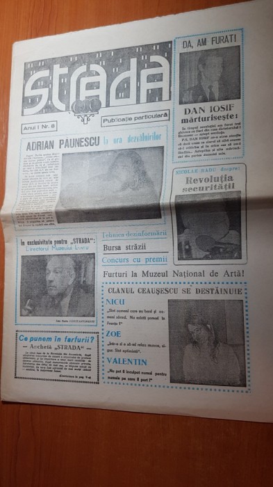 ziarul strada anul 1,nr.8/1990-interviu dan iosif,clanul ceausescu se destainuie