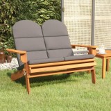 Banca Gradina Adirondack vidaXL Lemn Acacia 126cm cu Perne Gri Inchis, Pliabila, Confortabila