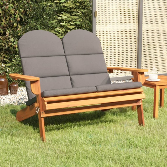 vidaXL Bancă de grădină Adirondack cu perne 126 cm, lemn masiv acacia