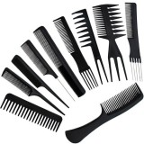 Cumpara ieftin Set piepteni coafura, 10 piese, 43x23,5 cm, plastic, negru