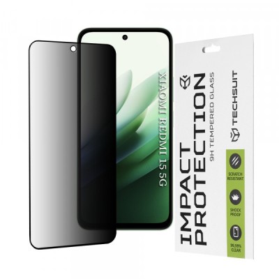 Folie de protectie Ecran Privacy Techsuit pentru Xiaomi Redmi 15 5G / 15 4G, Sticla Securizata, Full Glue, 111D foto