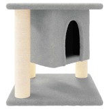 Cumpara ieftin Ansamblu de pisici, stalpi din funie sisal, gri deschis, 37 cm