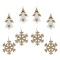 Set Ornamente Brad, Ingeri si Fulgi, Lemn, Alb si Auriu, 8 Bucăți