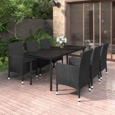 vidaXL Set mobilier de gradina cu perne, 7 piese, poliratan ?i sticla foto