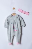 Cumpara ieftin Salopeta pentru bebelusi cu bentita Sweets, Tongs baby (Culoare: Gri, Marime: 6-9 luni)