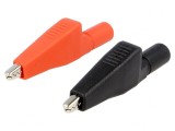 Bornă crocodil 5A negru roșu 55mm PVC