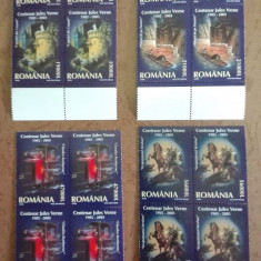 TIMBRE ROMANIA MNH LP1678/2005 CENTENAR JULES VERNE 1905-2005 BLOC DE 4 TIMBRE