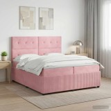 Cumpara ieftin Pat boxspring cu saltea cu headboard Roz 200 x 200 cm Catifea