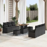 VidaXL Set de canapele pentru grădină cu pernă cu pernă 9 pcs Negru Rattan poli