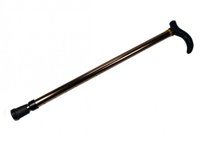 Baston reglabil pentru mers, 75-90 cm, maner ergonomic in forma de T, varf antiderapant, structura usoara din aluminiu, maro foto