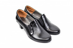 Pantofi dama piele naturala, de culoare neagra , eleganti, cu toc de 6 cm - PD91100 foto