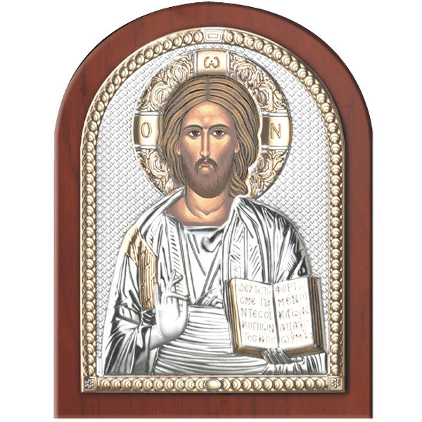 Icoana Iisus Hristos 6&amp;#215;8.5 cm Argint COD: 2549