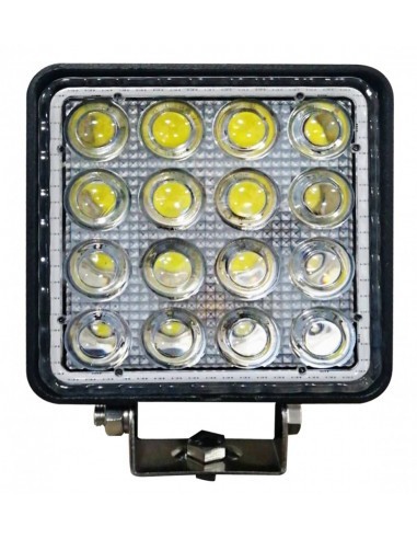 Proiector LED Auto Offroad 4D cu Angel Eyes 48W/12V-24V, 3520 Lumeni, Patrat, Spot Beam 30 Grade
