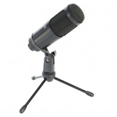 Microfon USB pentru streaming/podcast, 5 V, carcasa metal, Negru foto
