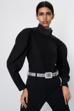 Bluza neagra cu guler brodat Zara, Negru, XL