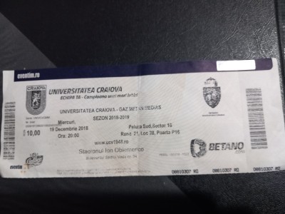 bilet U Craiova - Gaz M. Medias foto